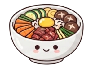 Cute bibimbap bowl illustration for Korean Table